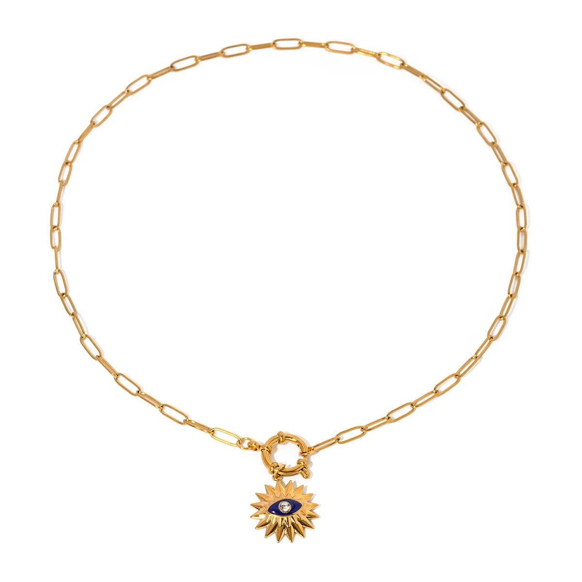 Evil Eye Paperclip Necklace