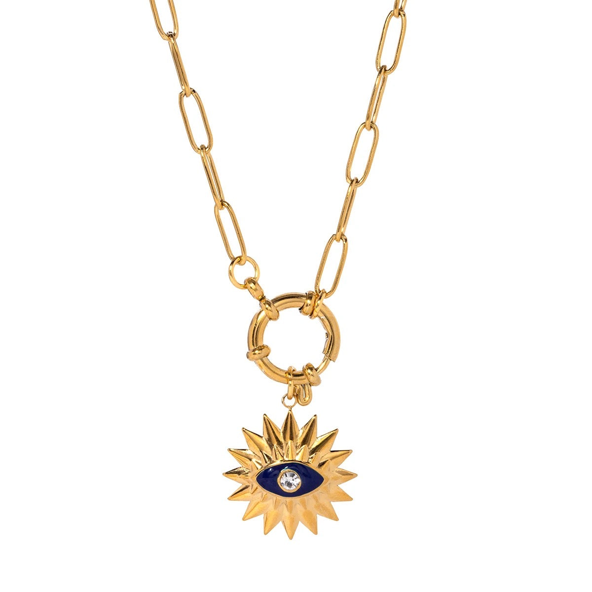 Evil Eye Paperclip Necklace