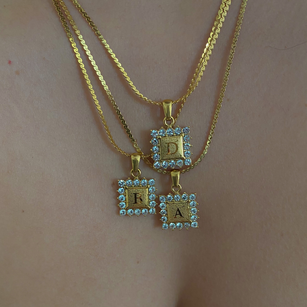 Square Initial Necklace