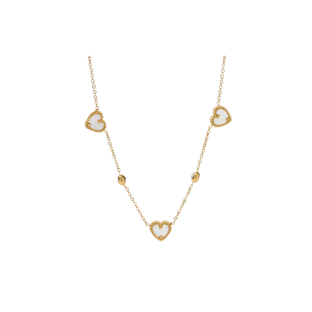 White Heart Gemstone Necklace