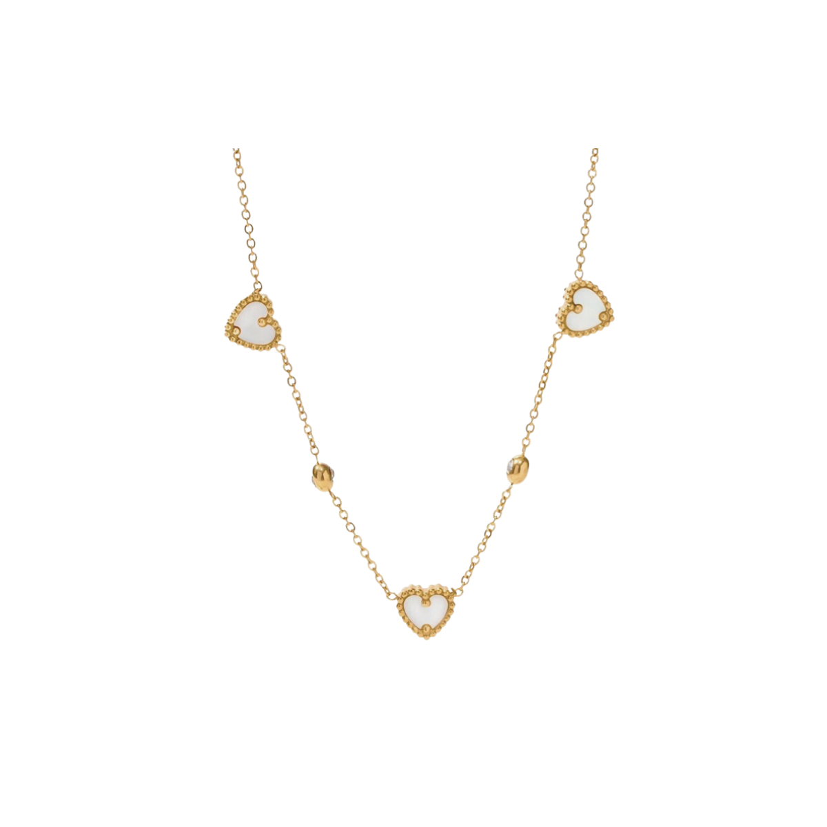 White Heart Gemstone Necklace