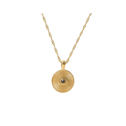 Round Black Zirconia Eye Necklace