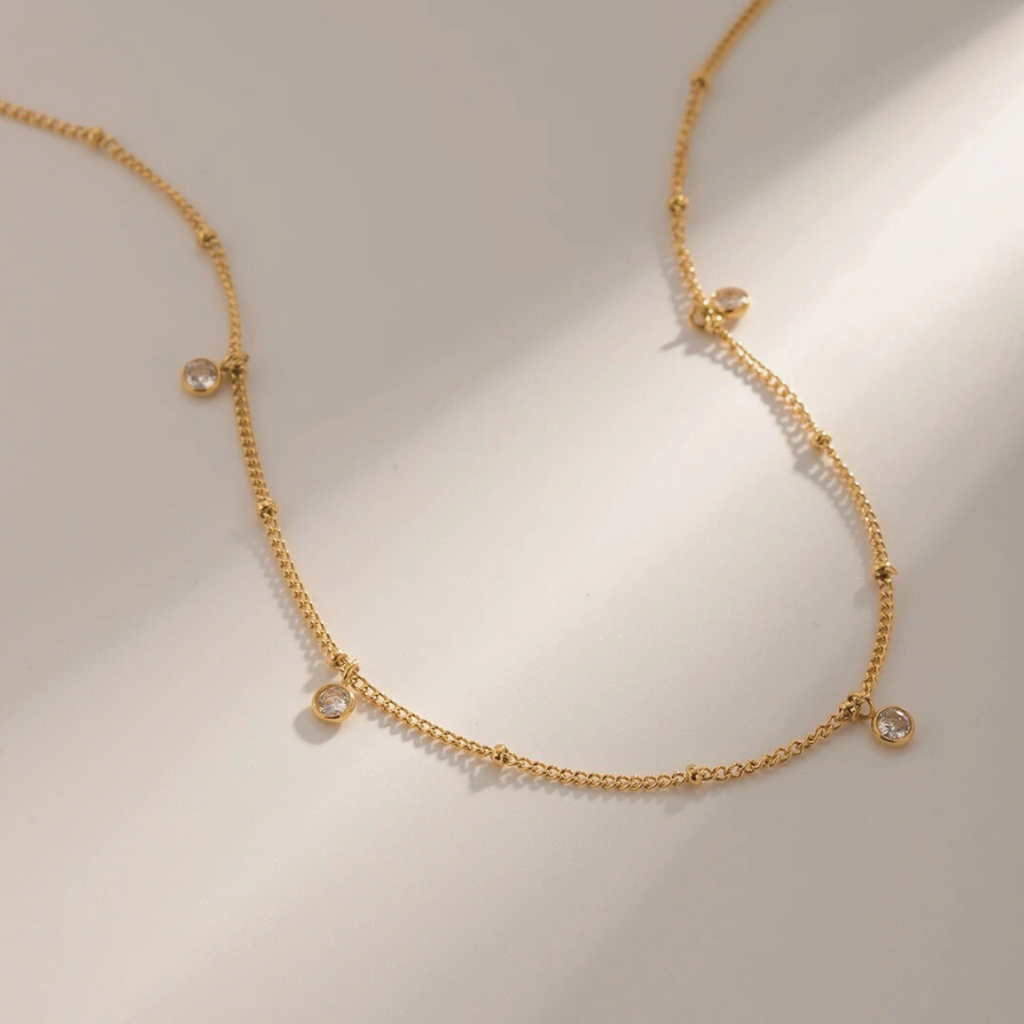 Tassel Zirconia Bead Necklace
