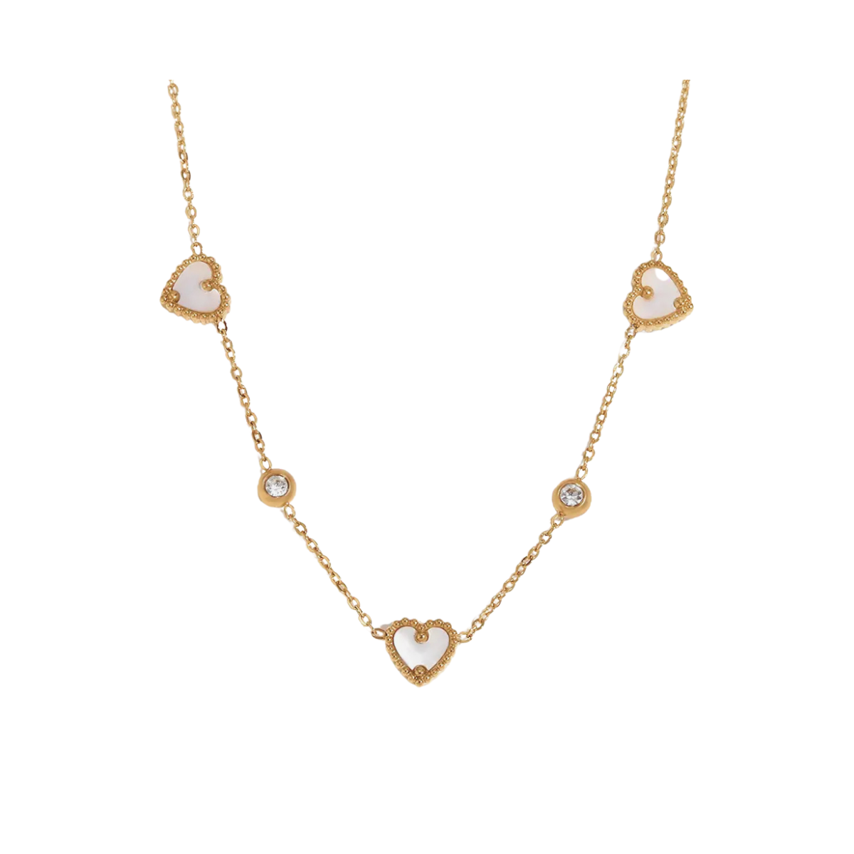 White Heart Gemstone Necklace