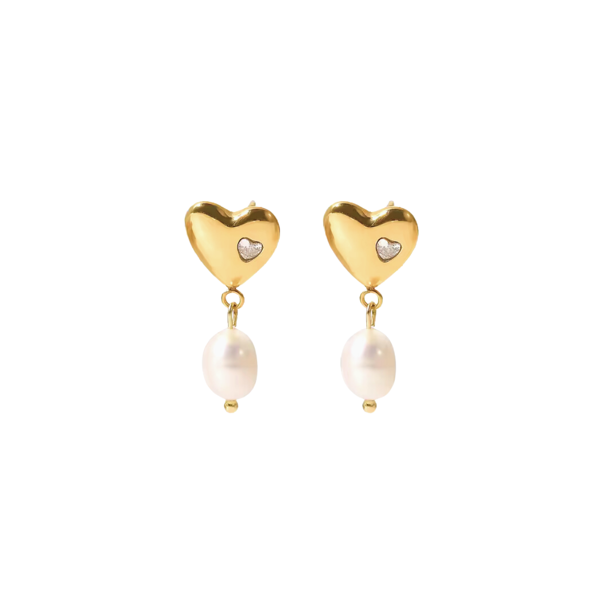 Heart Pearl Dangling Earrings