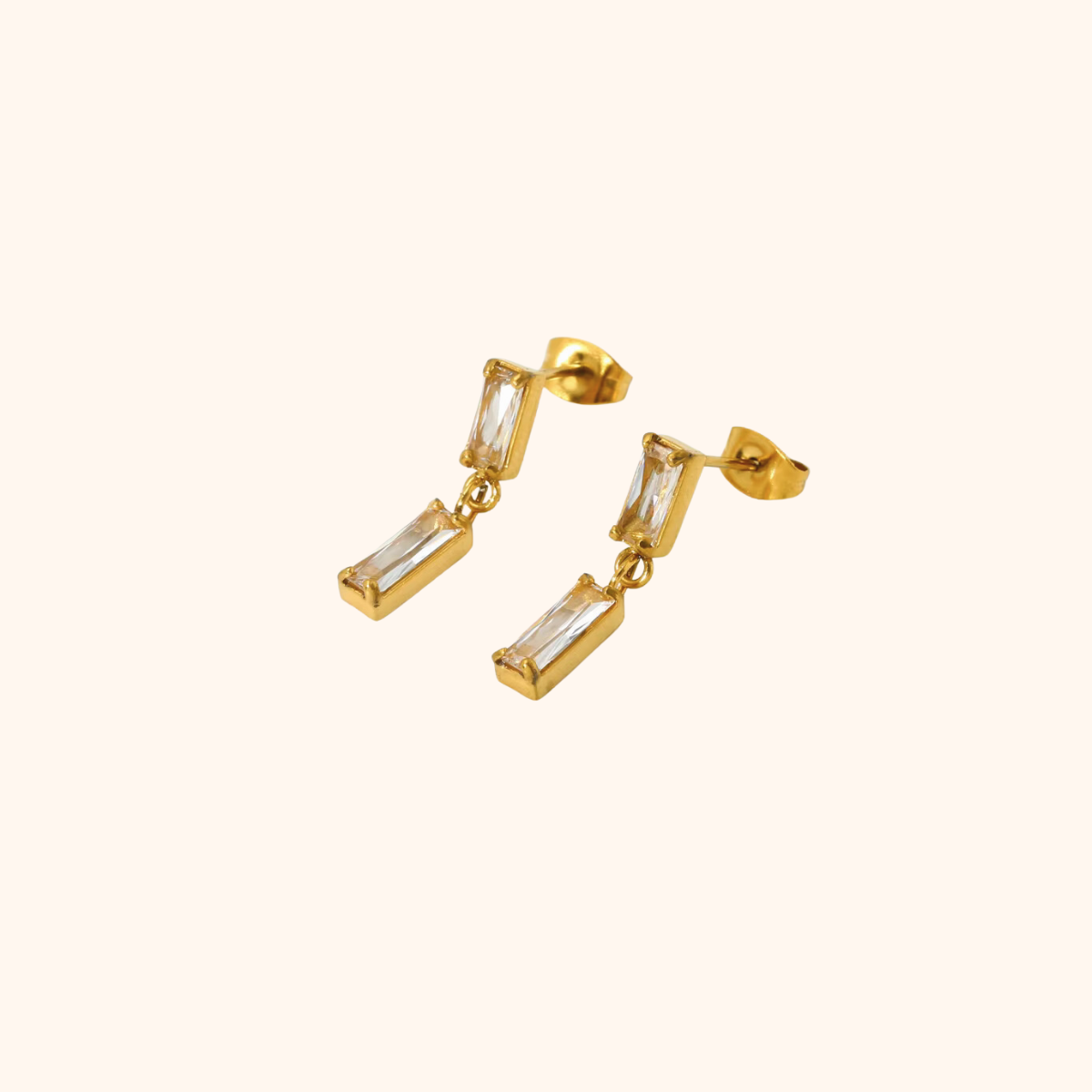 Rectangular Zirconia Stud Earrings