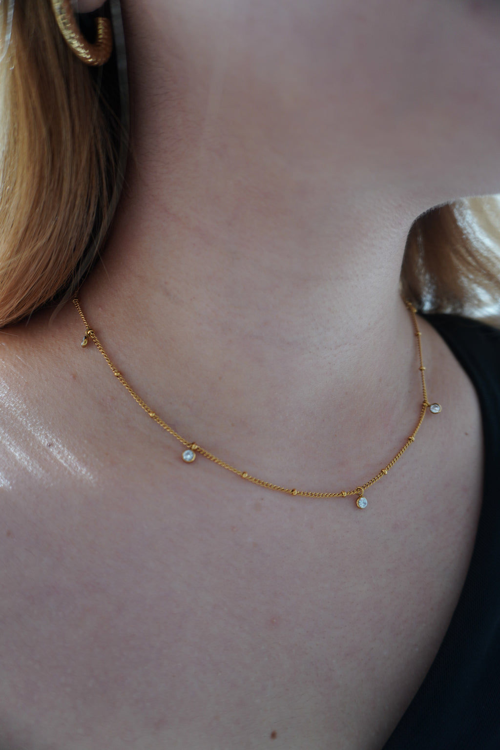 Tassel Zirconia Bead Necklace