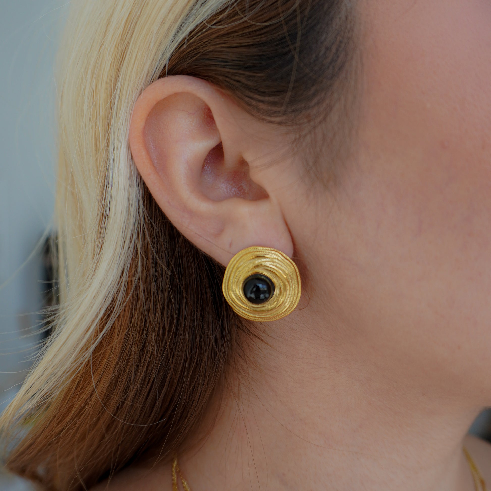 Black Stone Stud Earring