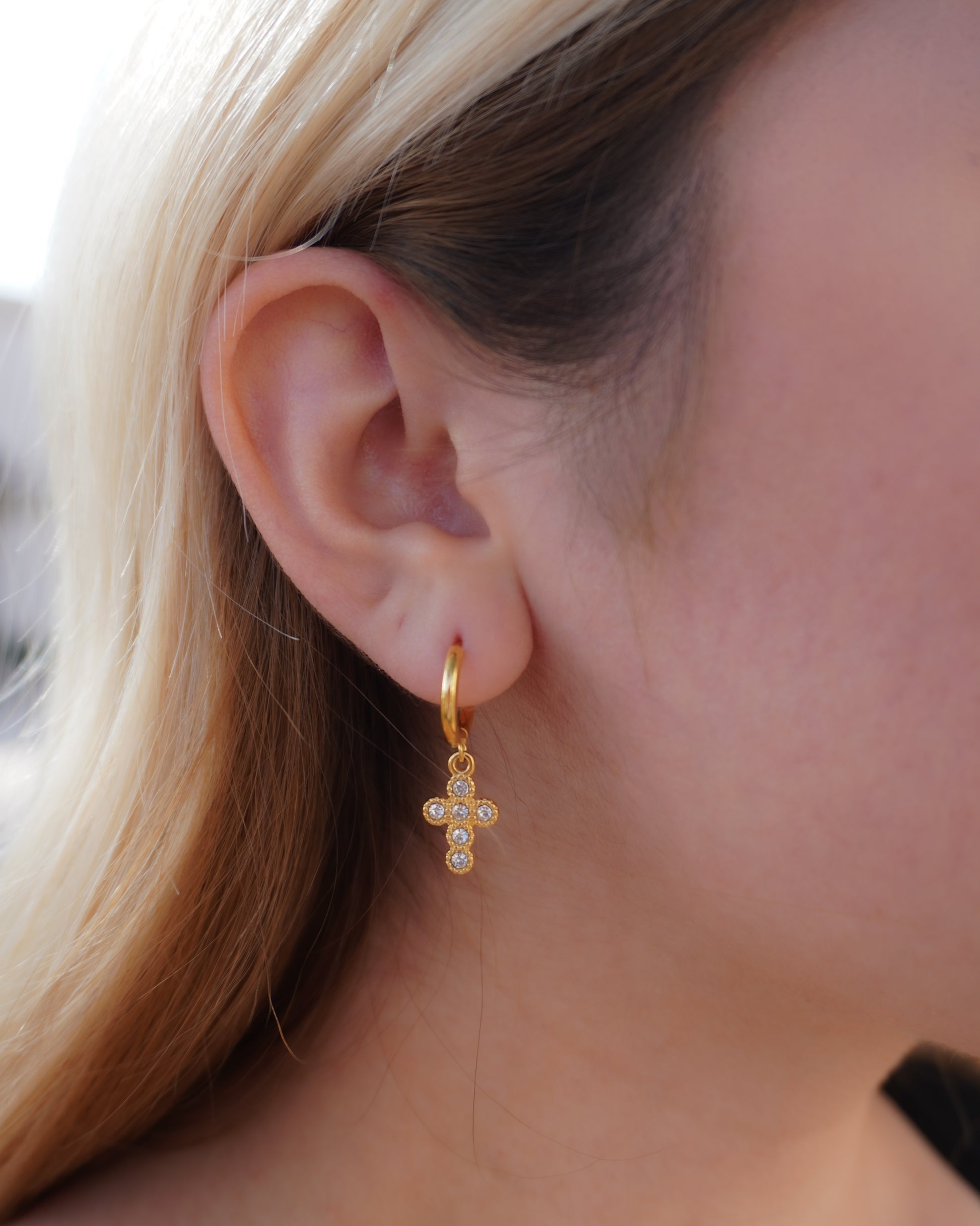 Zirconia Cross Earrings