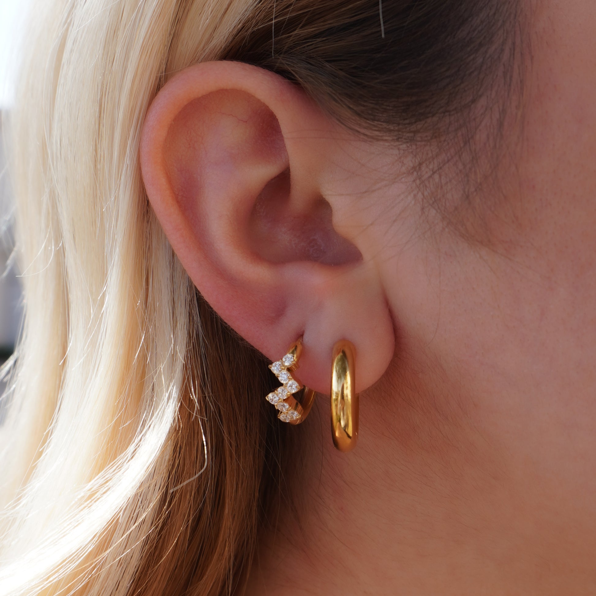 ZZ Gemstone Hoop Earring