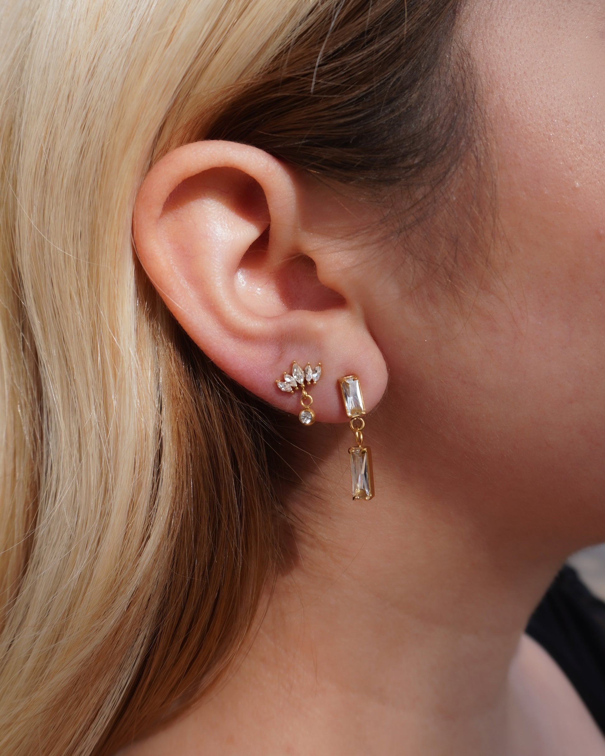 Rectangular Zirconia Stud Earrings