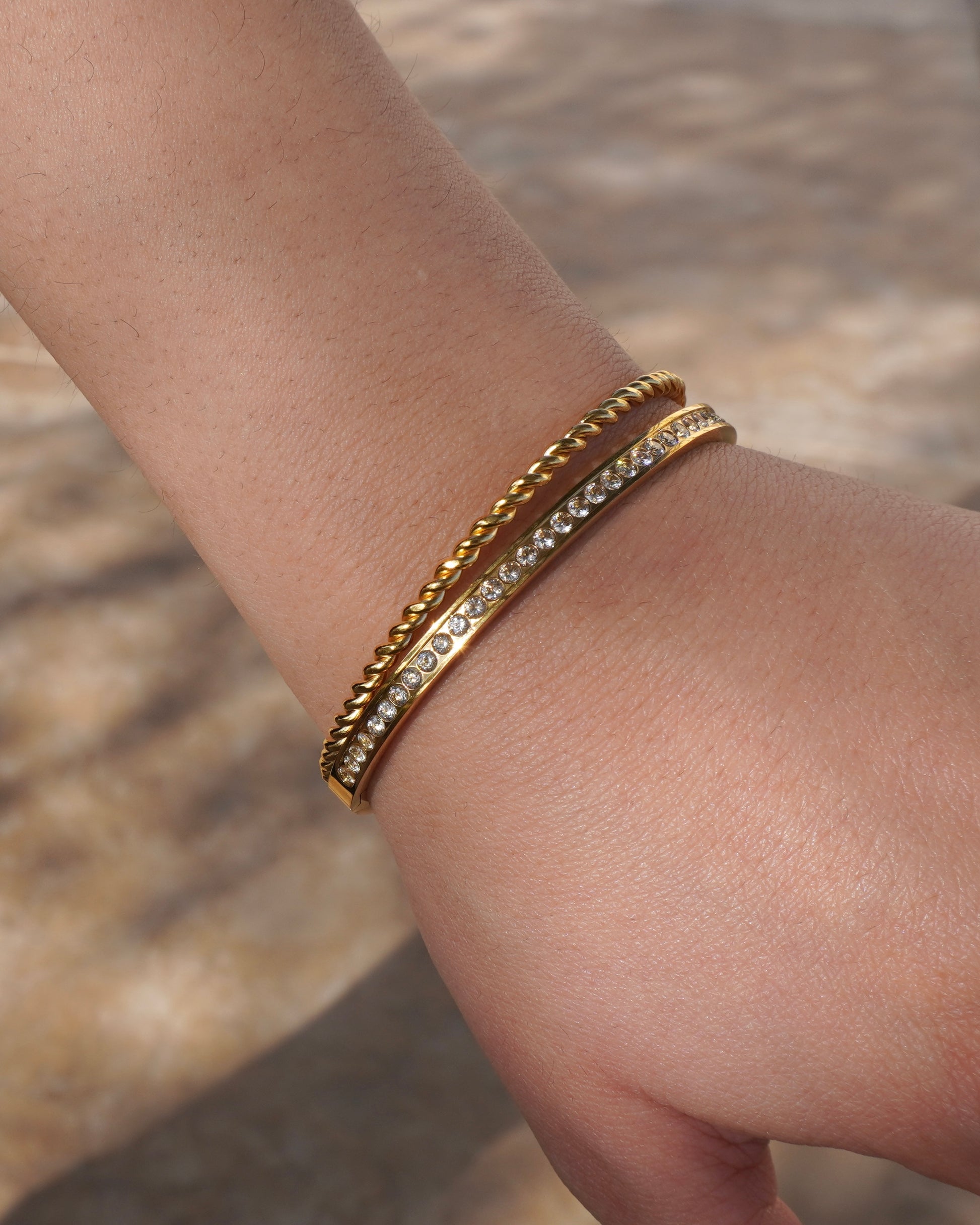 Dot Zirconia Bangle Bracelet
