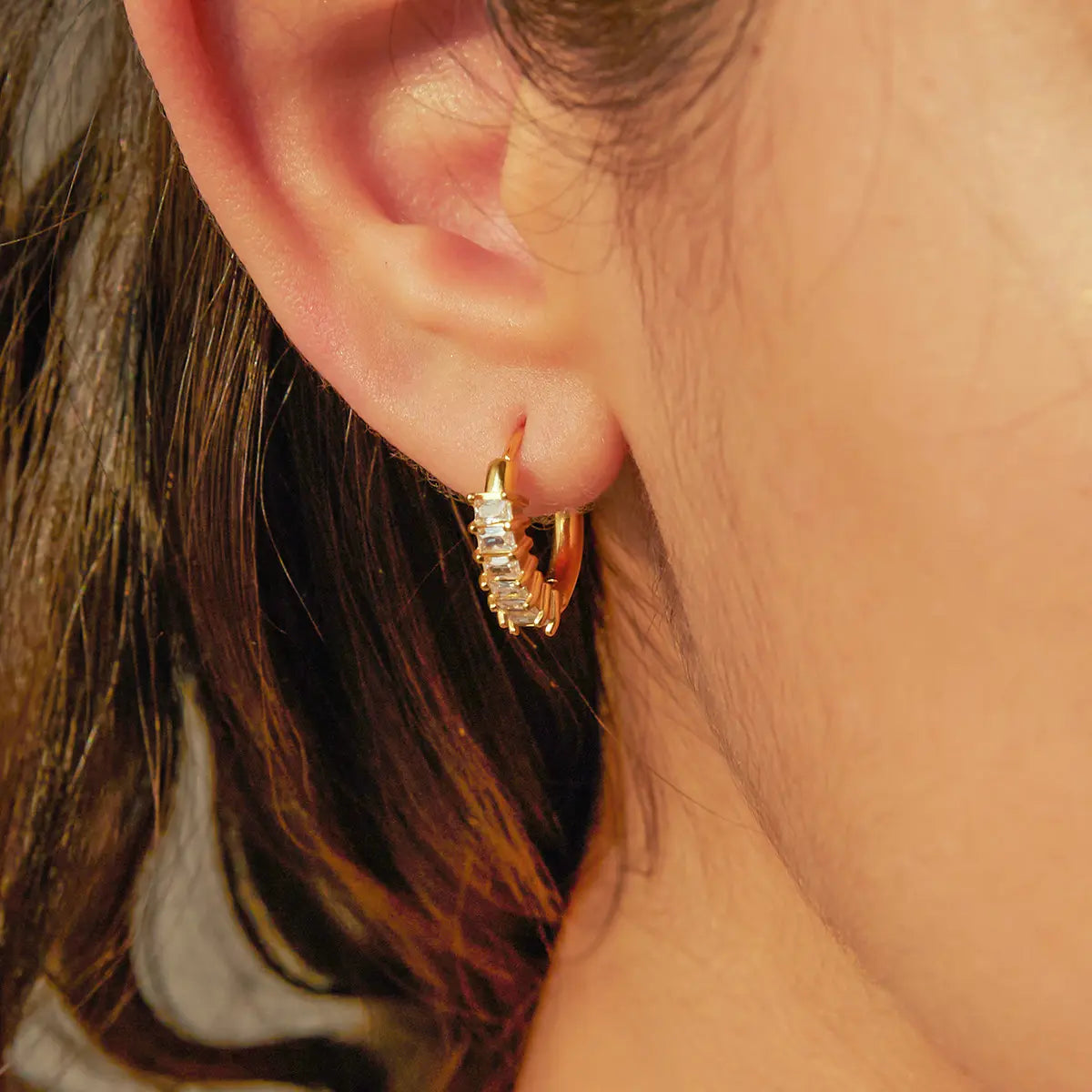 Gemstone Small Hoop Earring