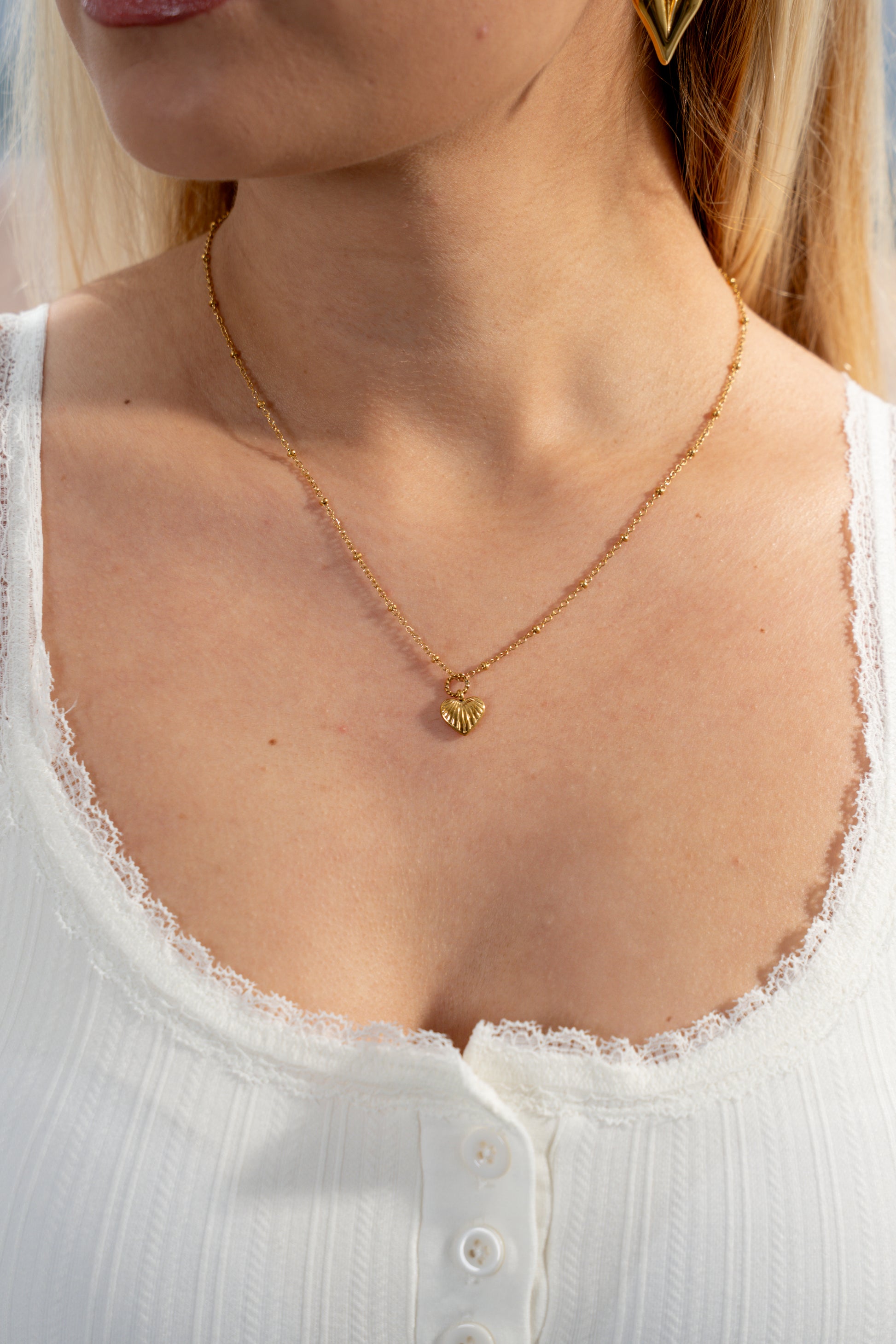 Heart Pendant Beaded Necklace