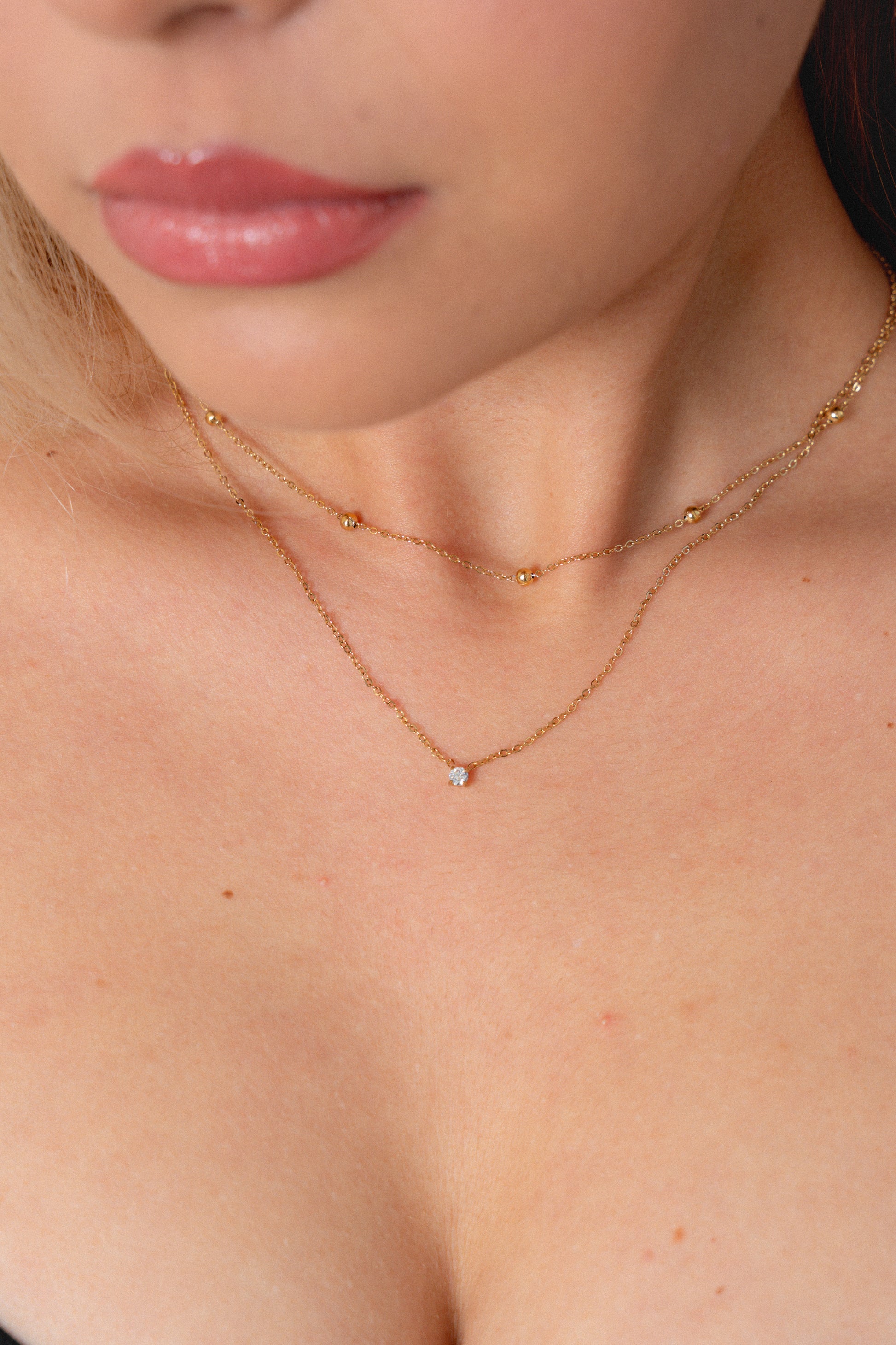 Two Layered Zirconia Necklace