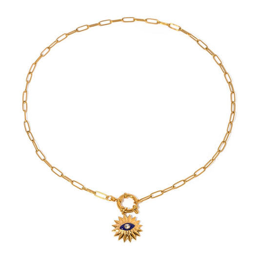 Evil Eye Paperclip Necklace