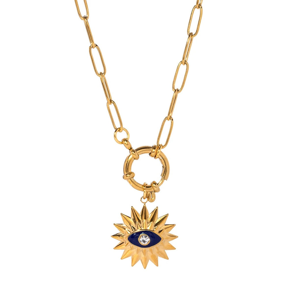 Evil Eye Paperclip Necklace