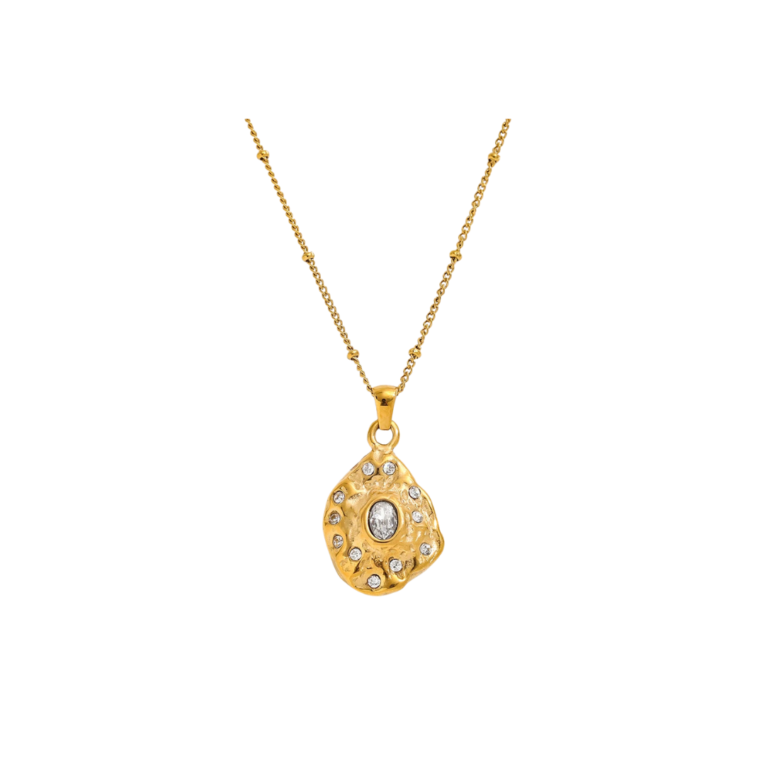 Hammered Zirconia Necklace