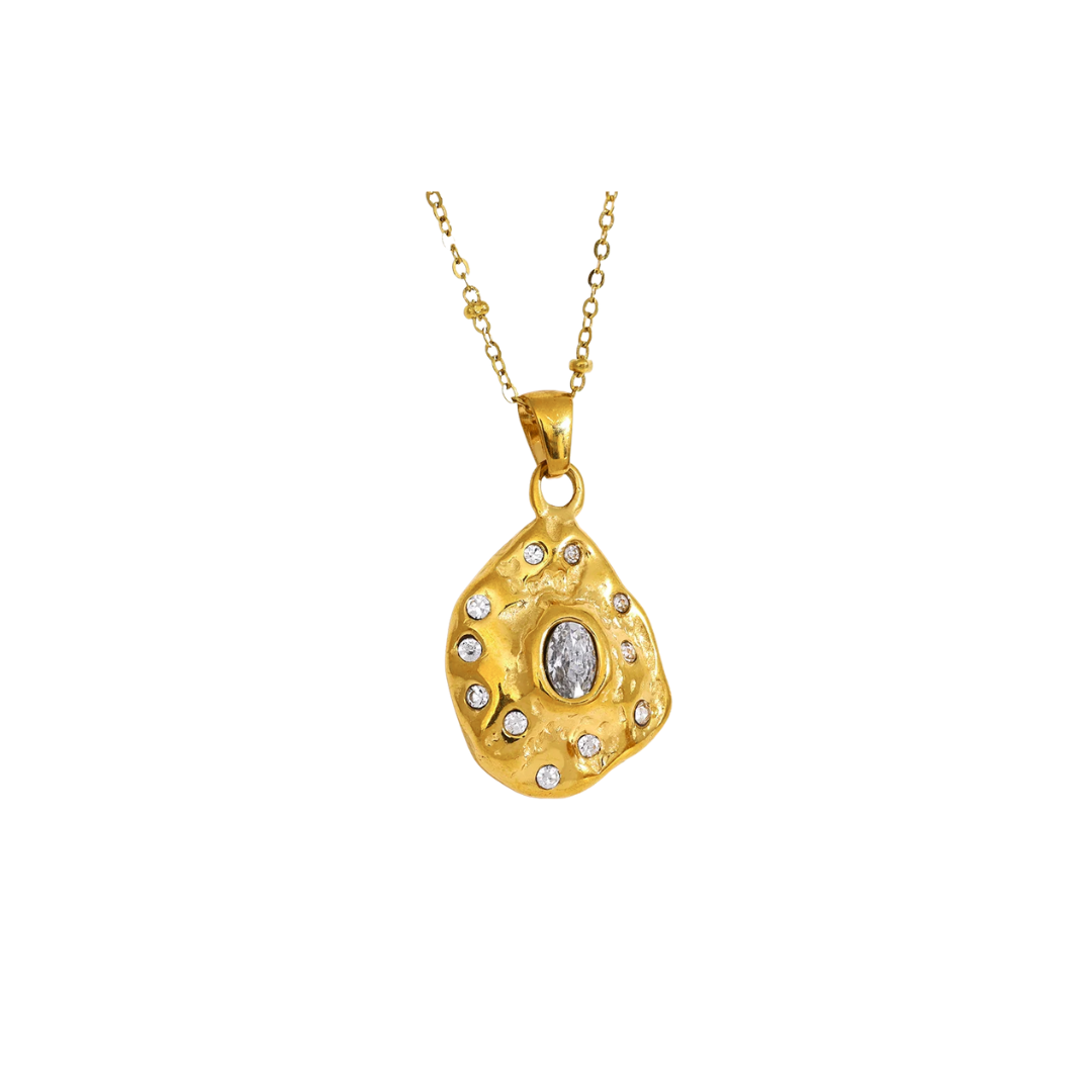 Hammered Zirconia Necklace