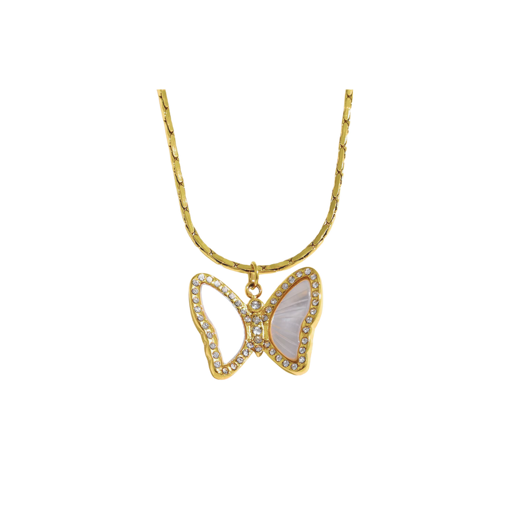 Zirconia White Butterfly Pendant Necklace