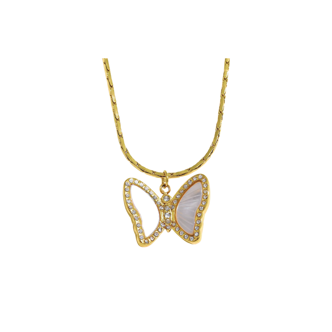 Zirconia White Butterfly Pendant Necklace